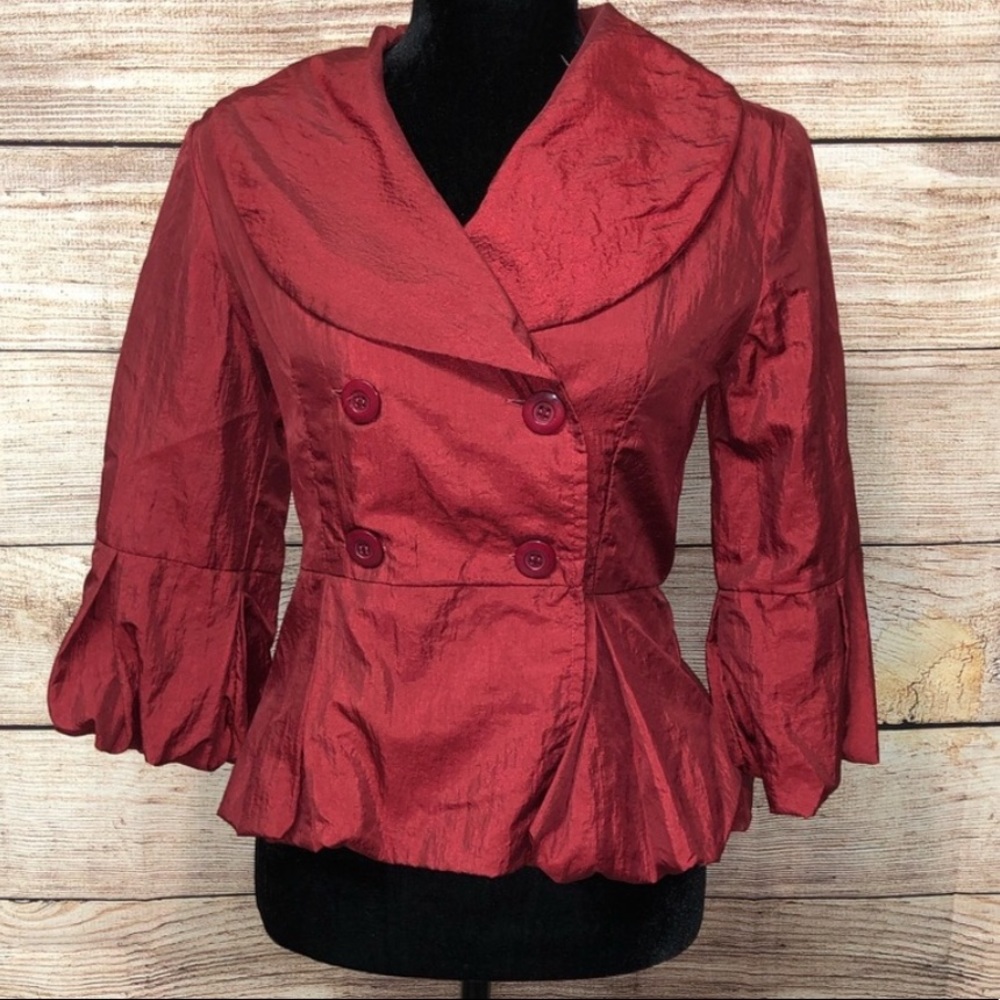 Pink Shine Taffeta Puff Sleeve Jacket